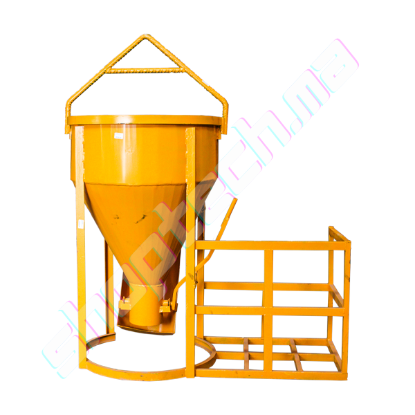 Seau a beton a goulotte laterale 500l pour grue