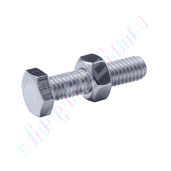 Boulon avec ecrou (tete hexagonale 6x25) pour rail en inox